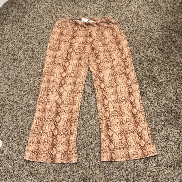 Lovers And Friends Revolve Wide Leg Pants Size XL Brown Snakeskin High Rise - Picture 2 of 10